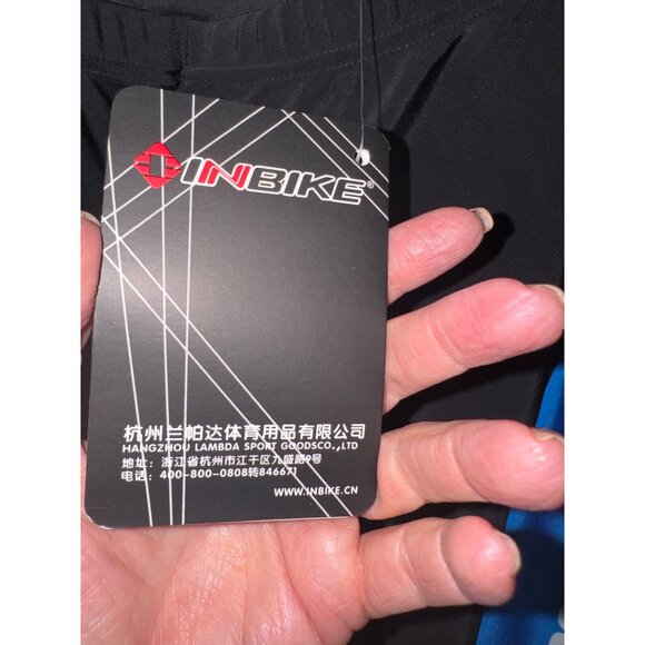 NWT INBIKE Mens Cycling Compression Pants Black & Blue Large Pads Discovery Logo - Picture 4 of 14
